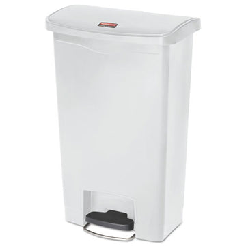 Rubbermaid® Commercial Slim Jim Resin Step-on Container, Front Step Style, 13 Gal, White freeshipping - TVN Wholesale